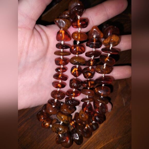 Amber Baltic cognac beaded necklace excellent condition